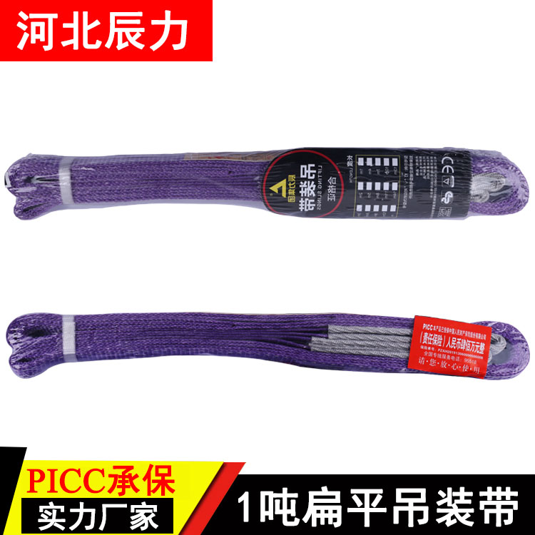 辰力撼马牌1吨吊装带 彩色扁平吊装带